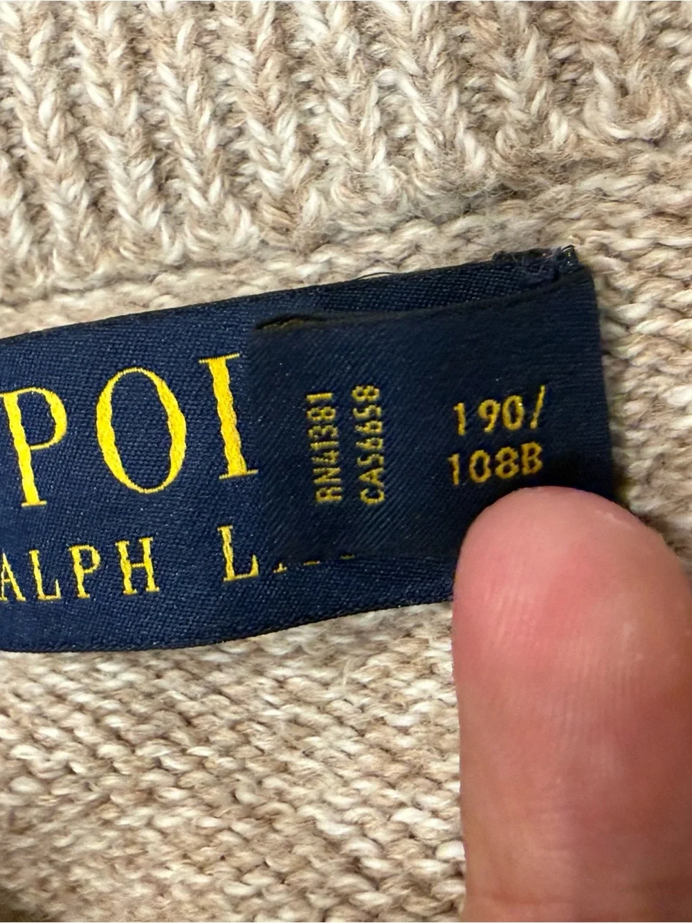 Polo Ralph Lauren Quarter Zip Mock Neck Pullover Sweater Mens XXL Beige Tan Pony